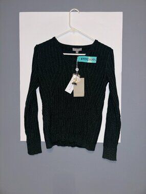 Evolution Hunter Green V-Neck Ribbed Pullover